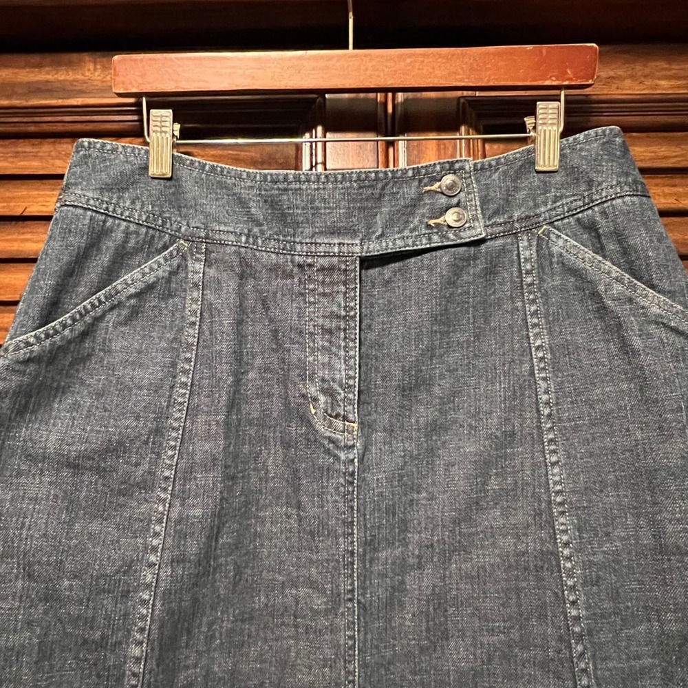 Vintage Liz Claiborne Denim Maxi Skirt Size 12 Prairie Western Cottagecore Boho - Picture 3 of 13